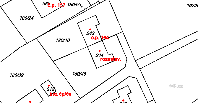 Minkovice 185, Šimonovice na parcele st. 244 v KÚ Minkovice, Katastrální mapa