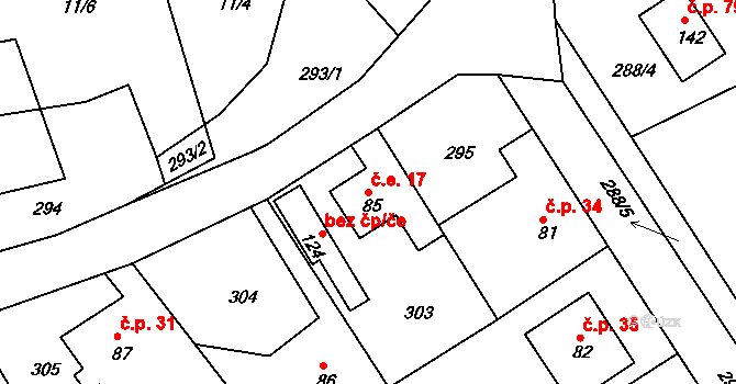 Pavlovsko 17, Dobřív na parcele st. 85 v KÚ Pavlovsko, Katastrální mapa
