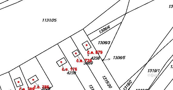 Česká Třebová 879 na parcele st. 4238 v KÚ Česká Třebová, Katastrální mapa