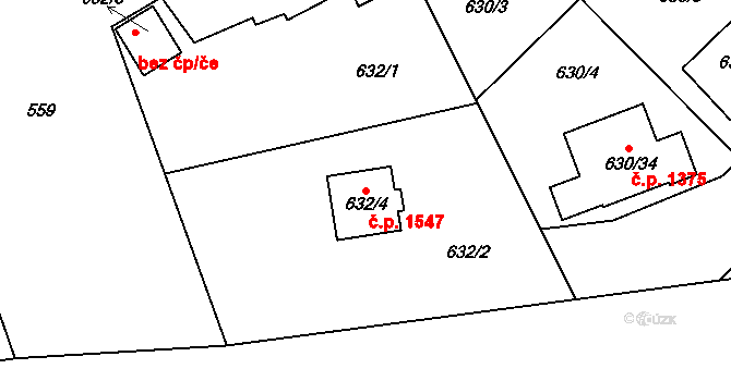 Hořovice 1547 na parcele st. 632/4 v KÚ Velká Víska, Katastrální mapa