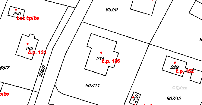 Žizníkov 136, Česká Lípa na parcele st. 214 v KÚ Žizníkov, Katastrální mapa