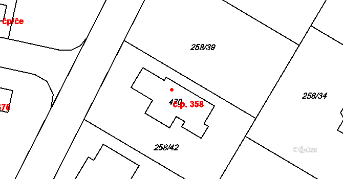 Braškov 358 na parcele st. 470 v KÚ Braškov, Katastrální mapa