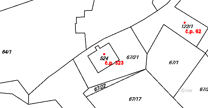 Malá Skalice 323, Česká Skalice na parcele st. 524 v KÚ Malá Skalice, Katastrální mapa