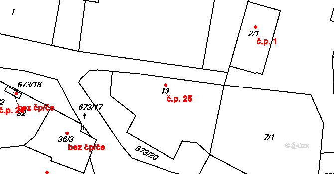 Jehnědno 25, Albrechtice nad Vltavou na parcele st. 13 v KÚ Jehnědno, Katastrální mapa