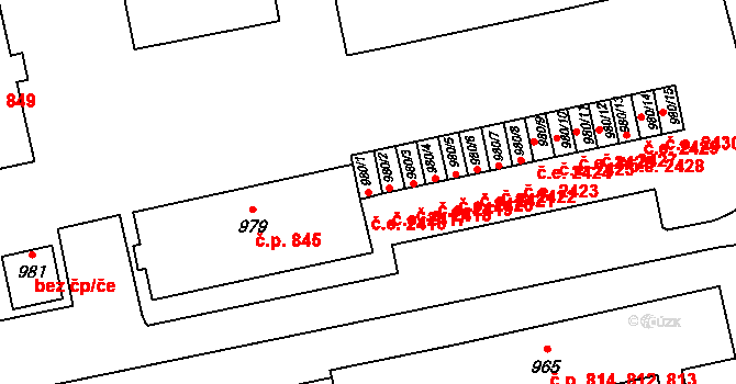 Malenovice 2416, Zlín na parcele st. 980/1 v KÚ Malenovice u Zlína, Katastrální mapa