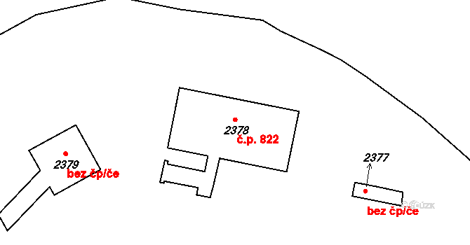 Pod Cvilínem 822, Krnov na parcele st. 2378 v KÚ Opavské Předměstí, Katastrální mapa