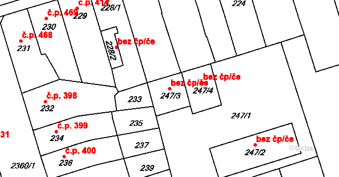 Teplice 39140962 na parcele st. 247/3 v KÚ Teplice-Trnovany, Katastrální mapa