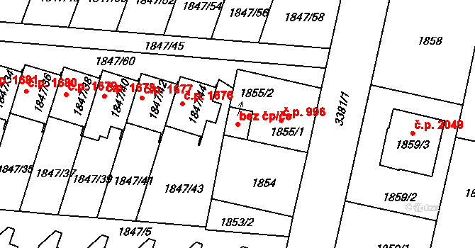 Benešov 42298962 na parcele st. 1855/2 v KÚ Benešov u Prahy, Katastrální mapa