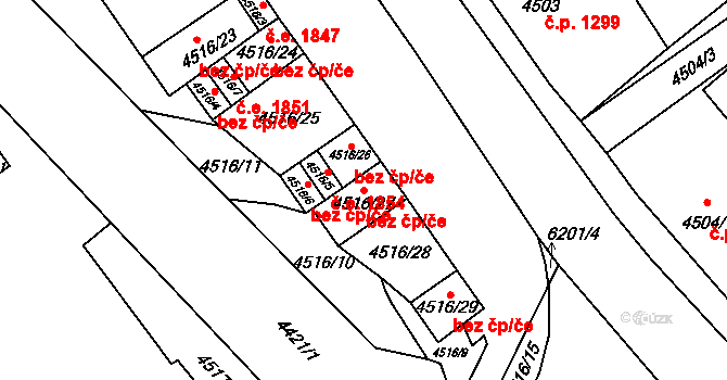Chomutov 42582962 na parcele st. 4516/27 v KÚ Chomutov I, Katastrální mapa
