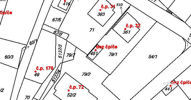 Pocinovice 42819962 na parcele st. 451 v KÚ Pocinovice, Katastrální mapa