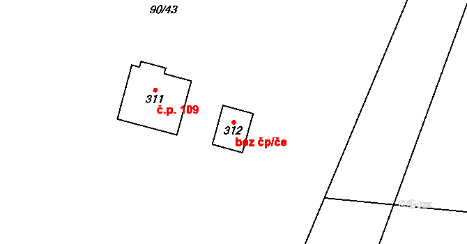Hospozín 43085962 na parcele st. 312 v KÚ Hospozín, Katastrální mapa