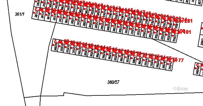 Rousínov 49740962 na parcele st. 360/36 v KÚ Rousínov u Vyškova, Katastrální mapa