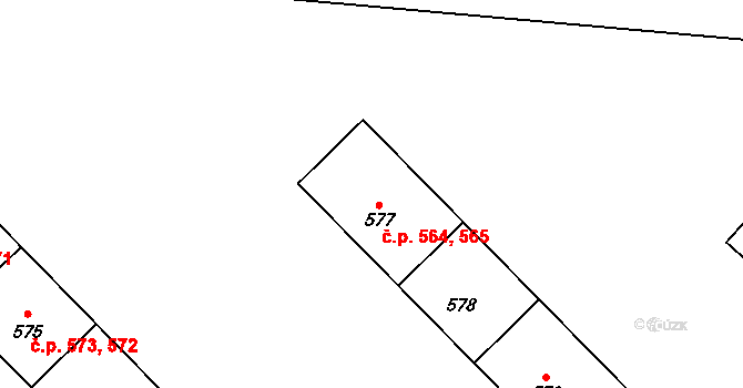 Kdyně 564,565 na parcele st. 577 v KÚ Kdyně, Katastrální mapa
