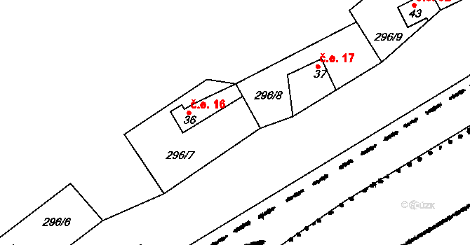 Nuzerov 16, Sušice na parcele st. 36 v KÚ Nuzerov, Katastrální mapa