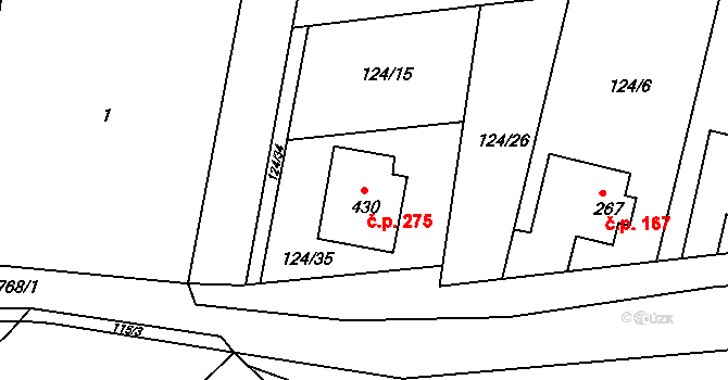 Malá Skalice 275, Česká Skalice na parcele st. 430 v KÚ Malá Skalice, Katastrální mapa