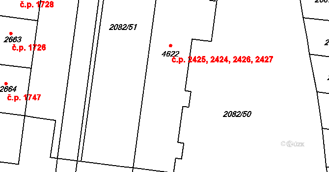 Zelené Předměstí 2424,2425,2426,2427, Pardubice na parcele st. 4622 v KÚ Pardubice, Katastrální mapa