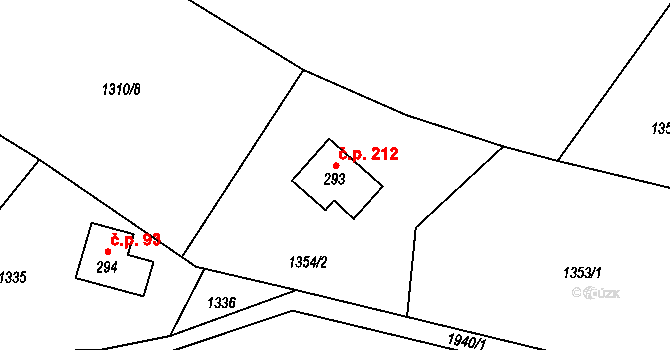 Valy 212, Krompach na parcele st. 293 v KÚ Krompach, Katastrální mapa