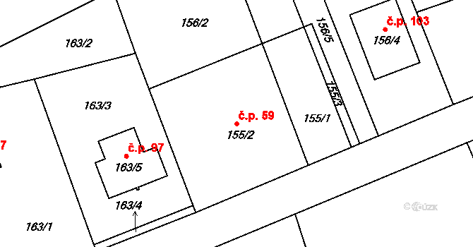 Prchalov 59, Příbor na parcele st. 155/2 v KÚ Prchalov, Katastrální mapa