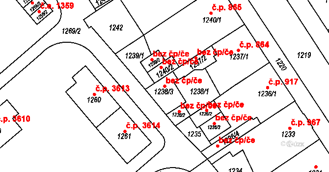 Chomutov 87903962 na parcele st. 1238/3 v KÚ Chomutov I, Katastrální mapa