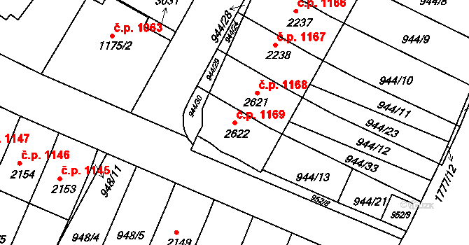 Vodňany II 1169, Vodňany na parcele st. 2622 v KÚ Vodňany, Katastrální mapa