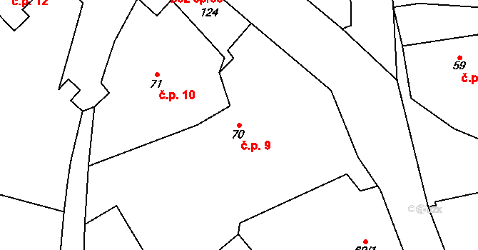 Hroška 9, Bílý Újezd na parcele st. 70 v KÚ Hroška, Katastrální mapa
