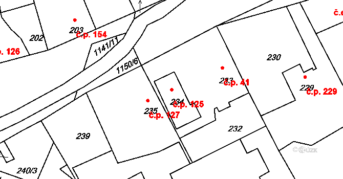 Štěnovice 125 na parcele st. 234 v KÚ Štěnovice, Katastrální mapa