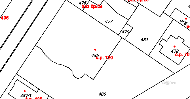 Valtice 720 na parcele st. 485 v KÚ Valtice, Katastrální mapa