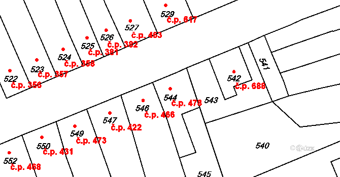 Morkovice 478, Morkovice-Slížany na parcele st. 544 v KÚ Morkovice, Katastrální mapa