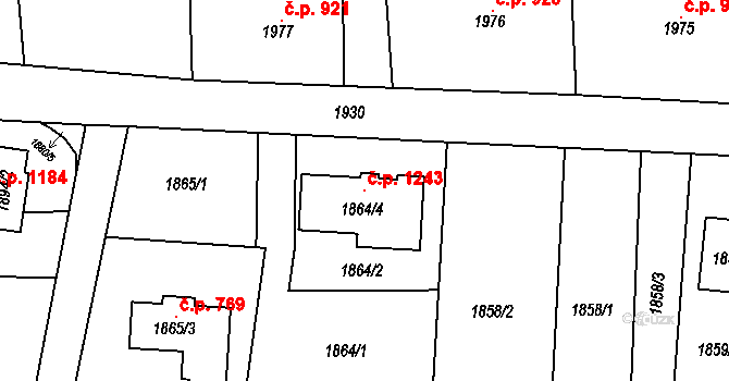 Bludovice 1243, Havířov na parcele st. 1864/4 v KÚ Bludovice, Katastrální mapa