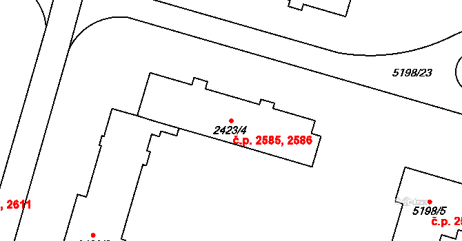 Přerov I-Město 2585,2586, Přerov na parcele st. 2423/4 v KÚ Přerov, Katastrální mapa