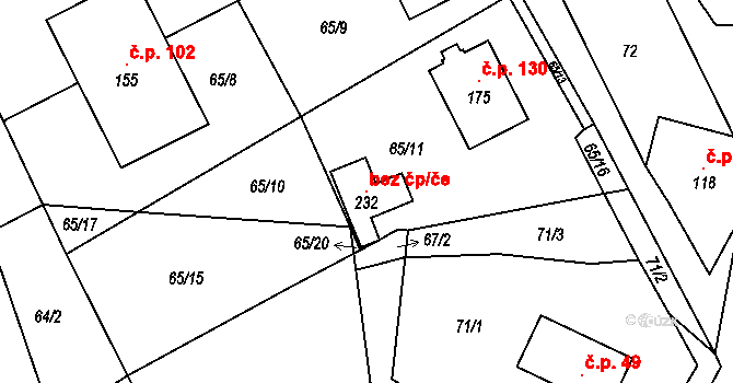 Džbánov 120726963 na parcele st. 232 v KÚ Džbánov u Vysokého Mýta, Katastrální mapa