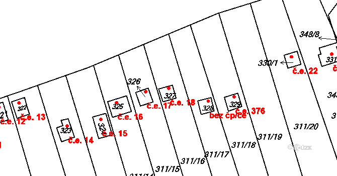Pístov 18, Jihlava na parcele st. 327 v KÚ Pístov u Jihlavy, Katastrální mapa