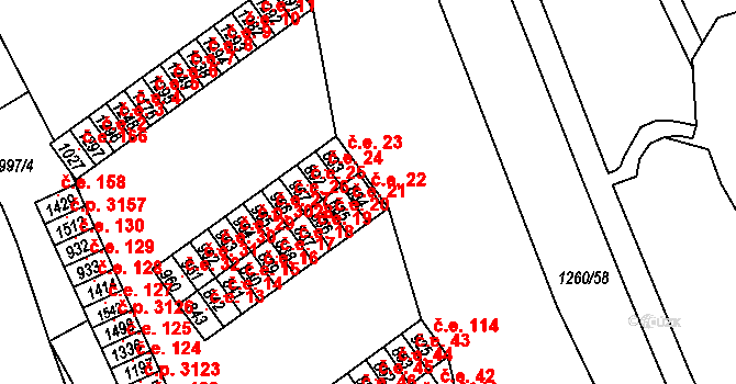 Pazderna 22, Vyškov na parcele st. 834 v KÚ Dědice u Vyškova, Katastrální mapa