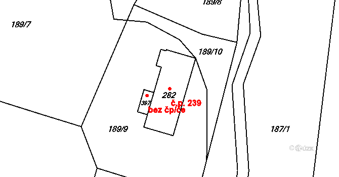 Veltruby 239 na parcele st. 282 v KÚ Veltruby, Katastrální mapa