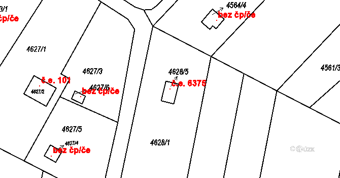 Znojmo 6375 na parcele st. 4628/5 v KÚ Znojmo-město, Katastrální mapa