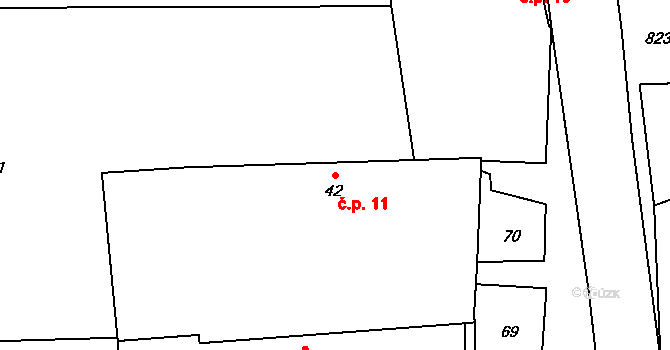 Loučka 11 na parcele st. 42 v KÚ Loučka u Bílska, Katastrální mapa