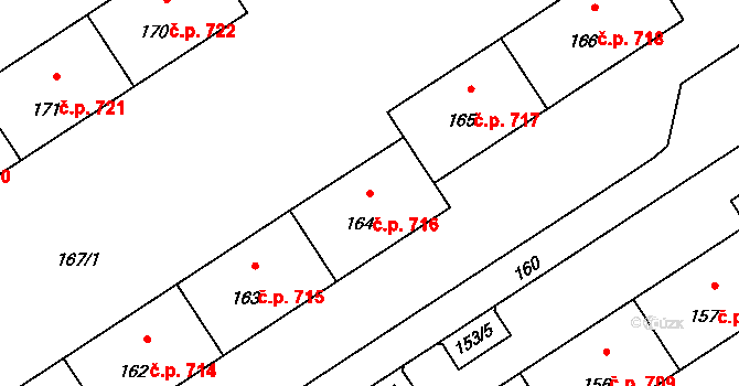 Lutyně 716, Orlová na parcele st. 164 v KÚ Horní Lutyně, Katastrální mapa