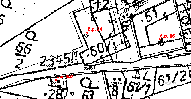 Těmice 24 na parcele st. 60/1 v KÚ Těmice u Kamenice nad Lipou, Katastrální mapa