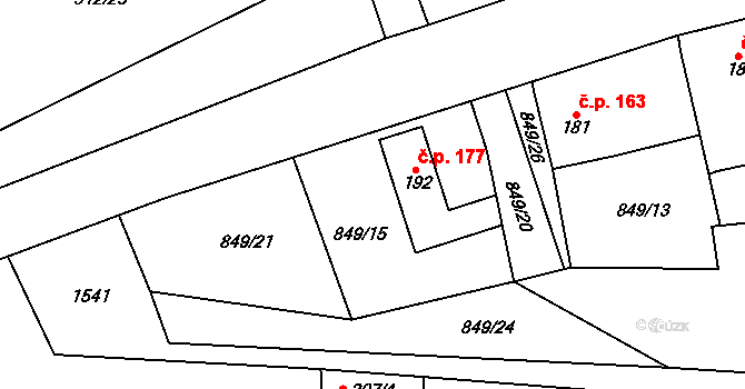 Nezdice na Šumavě 177 na parcele st. 192 v KÚ Nezdice na Šumavě, Katastrální mapa