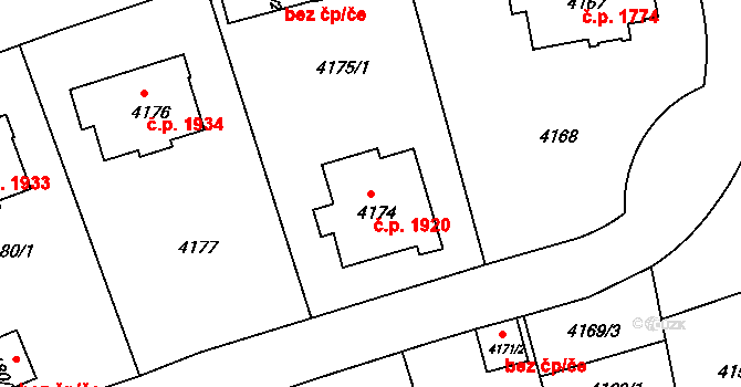 Žižkov 1920, Praha na parcele st. 4174 v KÚ Žižkov, Katastrální mapa