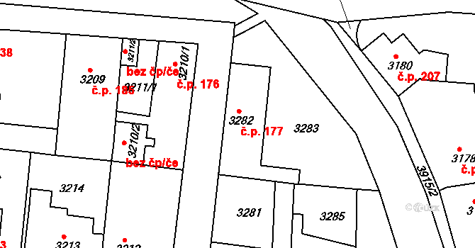 Modřany 177, Praha na parcele st. 3282 v KÚ Modřany, Katastrální mapa