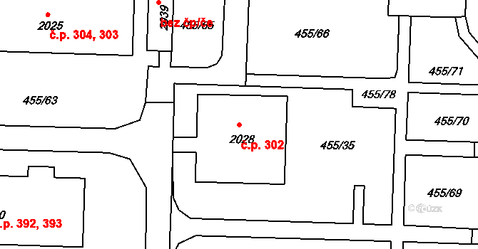 Příbram V-Zdaboř 302, Příbram na parcele st. 2028 v KÚ Březové Hory, Katastrální mapa