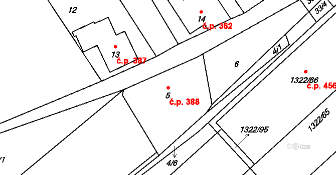 Rumburk 2-Horní Jindřichov 388, Rumburk na parcele st. 5 v KÚ Horní Jindřichov, Katastrální mapa
