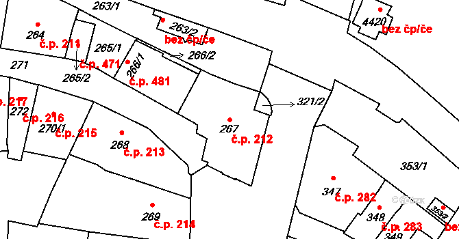 České Budějovice 1 212, České Budějovice na parcele st. 267 v KÚ České Budějovice 1, Katastrální mapa