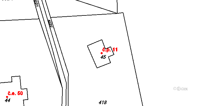 Horní Albeřice 11, Horní Maršov na parcele st. 45 v KÚ Horní Albeřice, Katastrální mapa