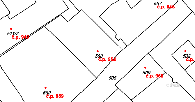 Rumburk 1 554, Rumburk na parcele st. 508 v KÚ Rumburk, Katastrální mapa