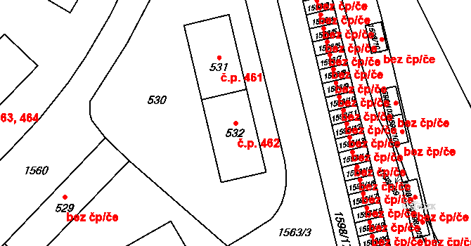 Zbýšov 462 na parcele st. 532 v KÚ Zbýšov u Oslavan, Katastrální mapa