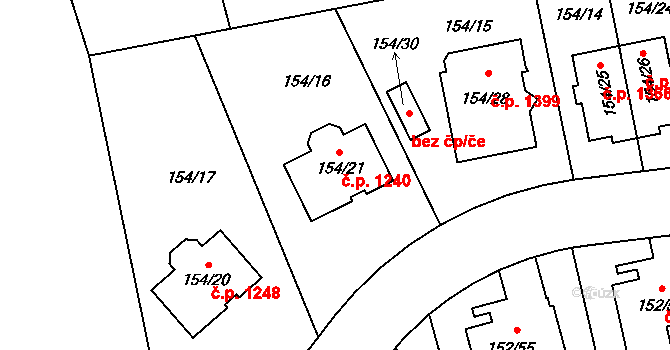 Stodůlky 1240, Praha na parcele st. 154/21 v KÚ Stodůlky, Katastrální mapa