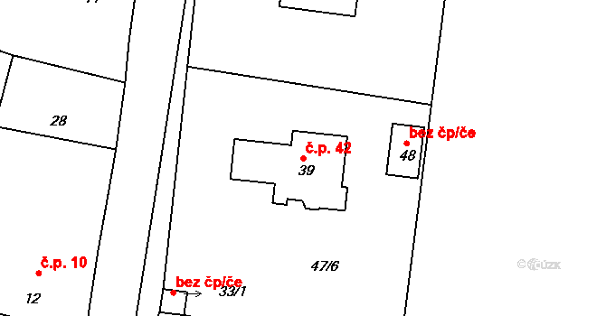 Novákovice 42, Lomec na parcele st. 39 v KÚ Novákovice, Katastrální mapa