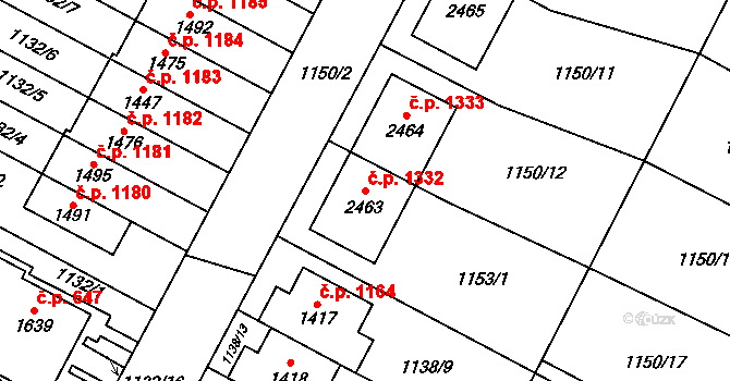 Třebechovice pod Orebem 1332 na parcele st. 2463 v KÚ Třebechovice pod Orebem, Katastrální mapa